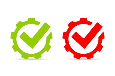 Gears'ı kene soyut vektör logolar illüstrasyon izole beyaz arka plan üzerinde