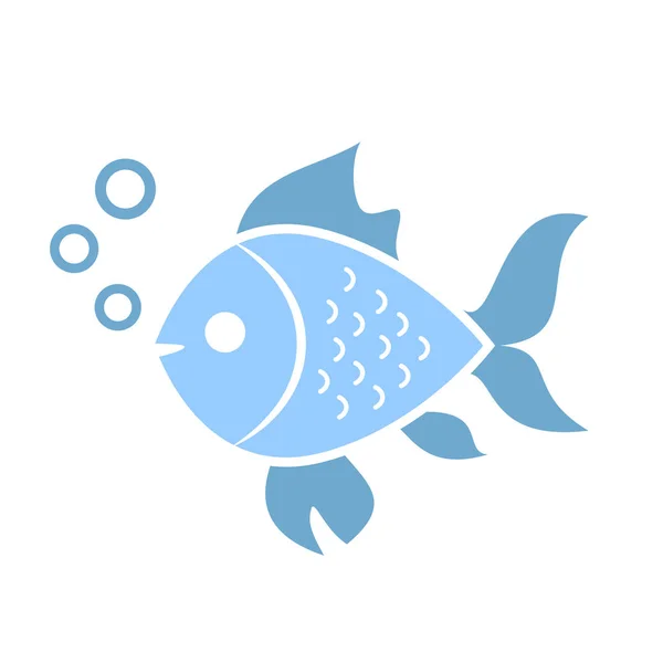 Aquatic Fish Vector Icon Illustration Isolated White Background — Stock Vector