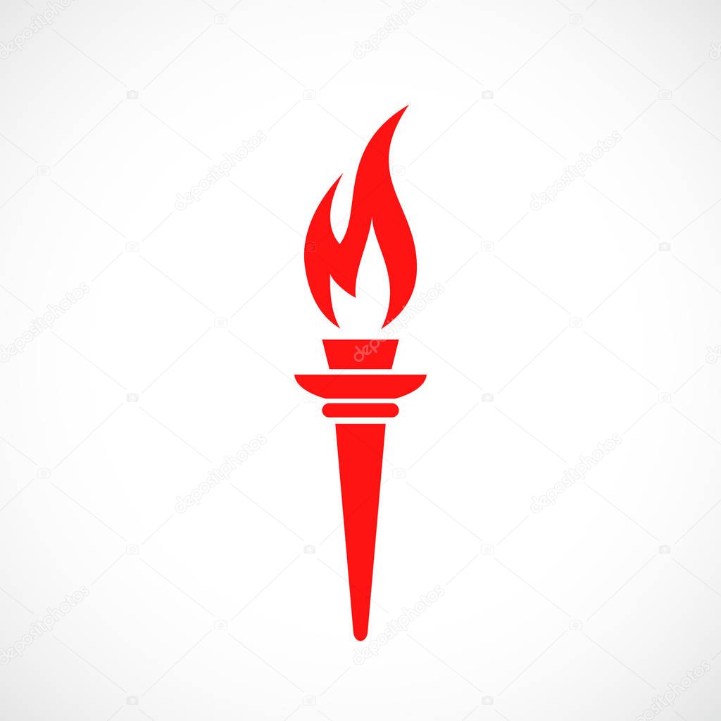 Red torch vector icon illustration isolated on white background