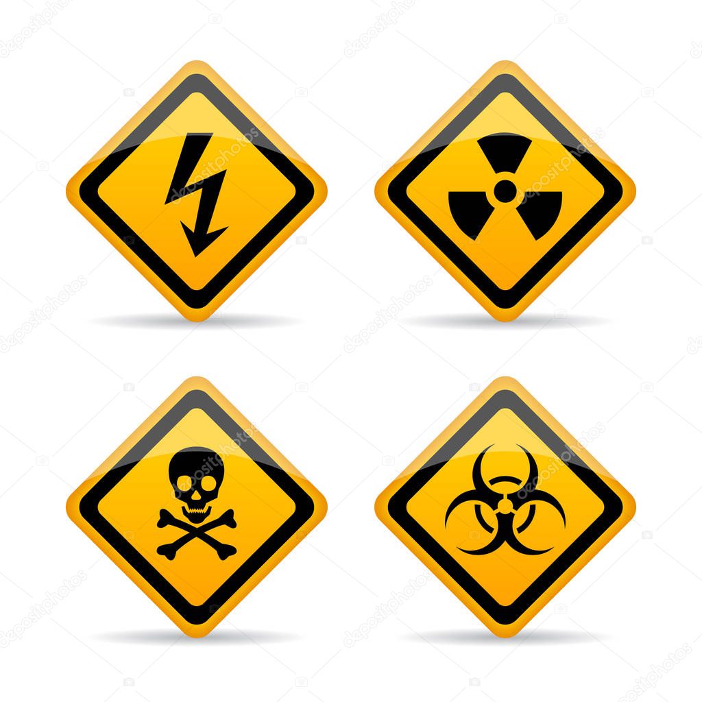 Danger warning vector signs set illustration isolated on white background