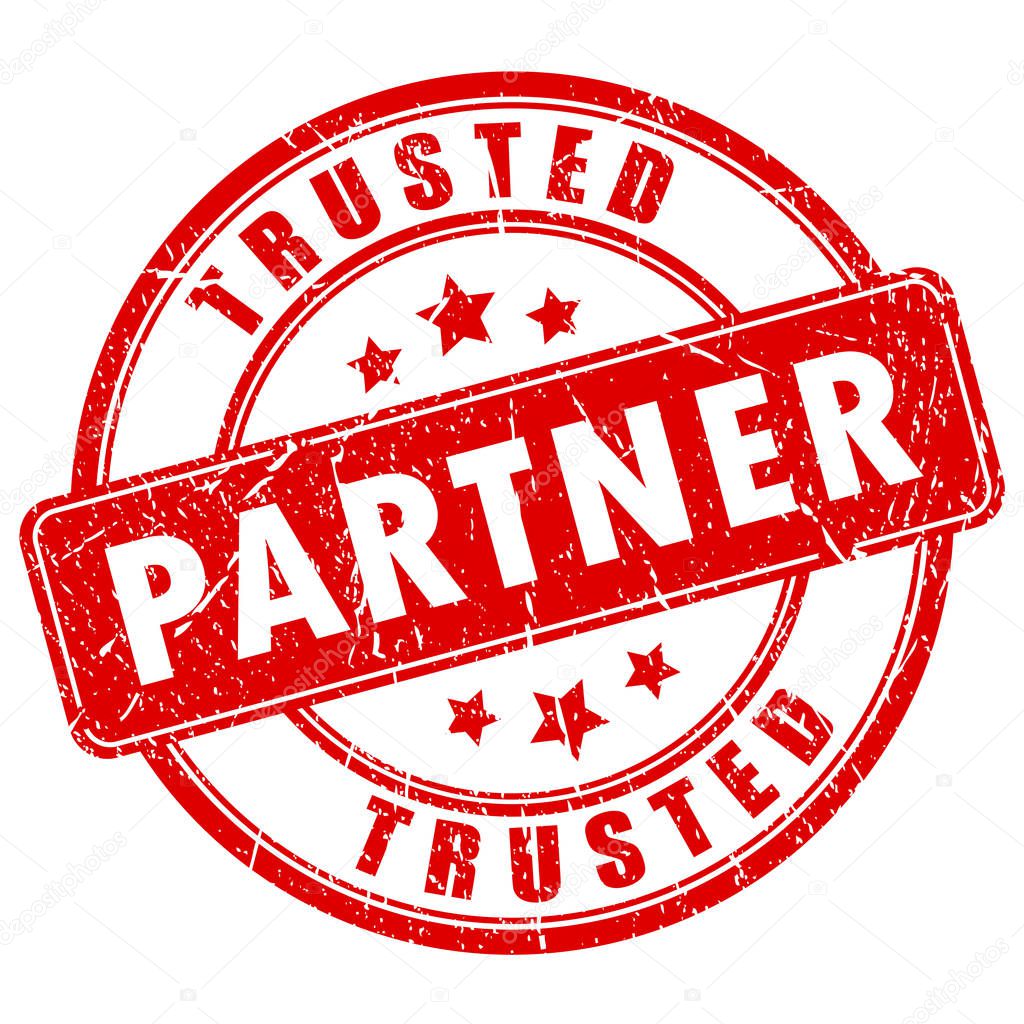 Trusted partners rubber vector stamp illustration isolated on white background