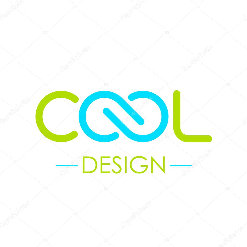 Cool word logo with infinity symbol illustration isolated on white background