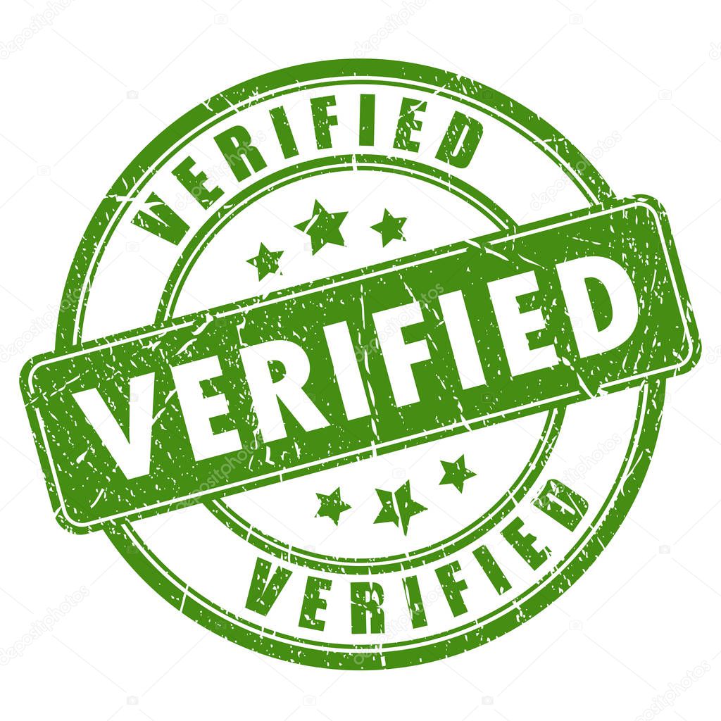 Green verified ink stamp vector illustration isolated on white background