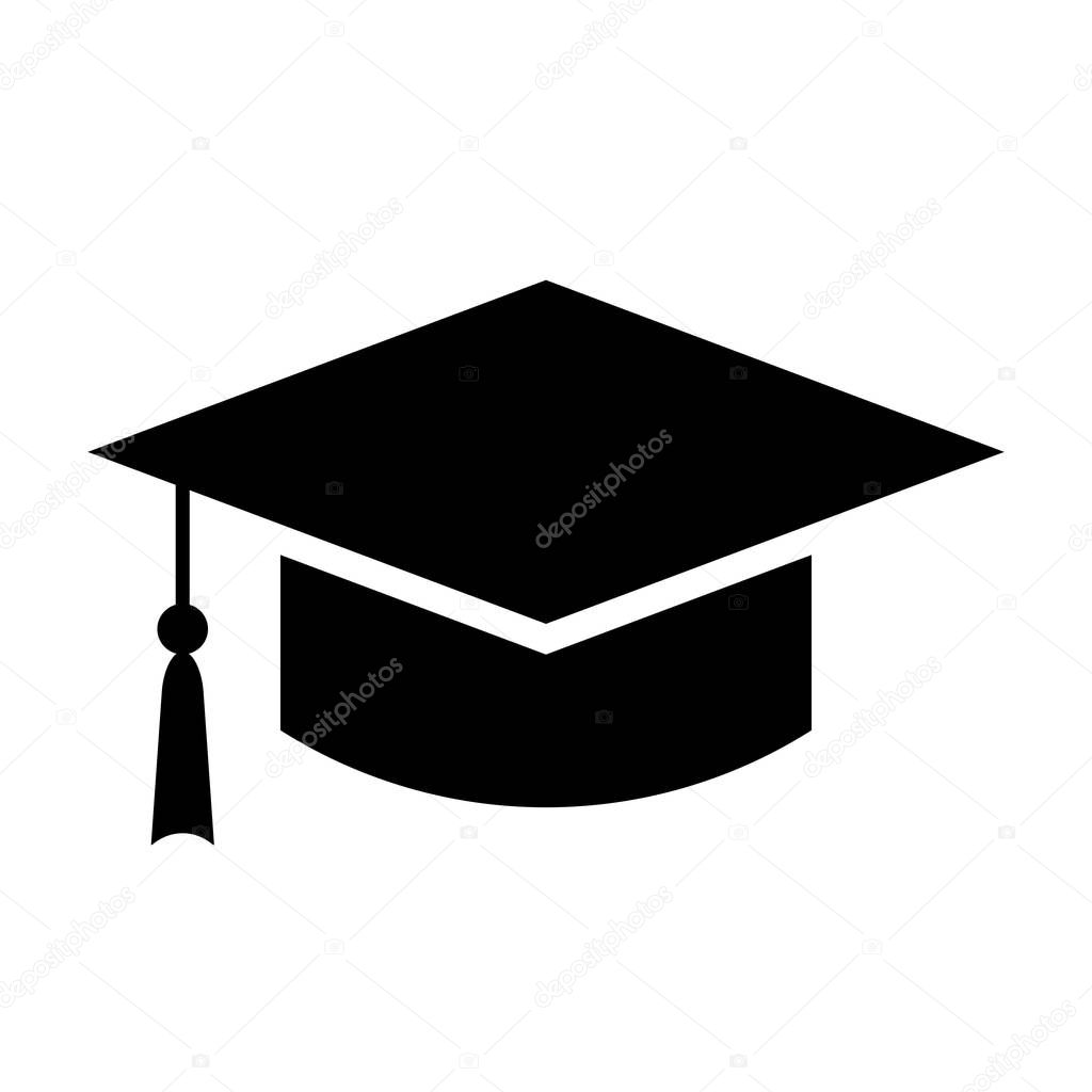 Black square academic cap vector icons illustration isolated on white background