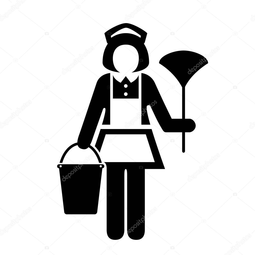 Room maid cleaner vector icon
