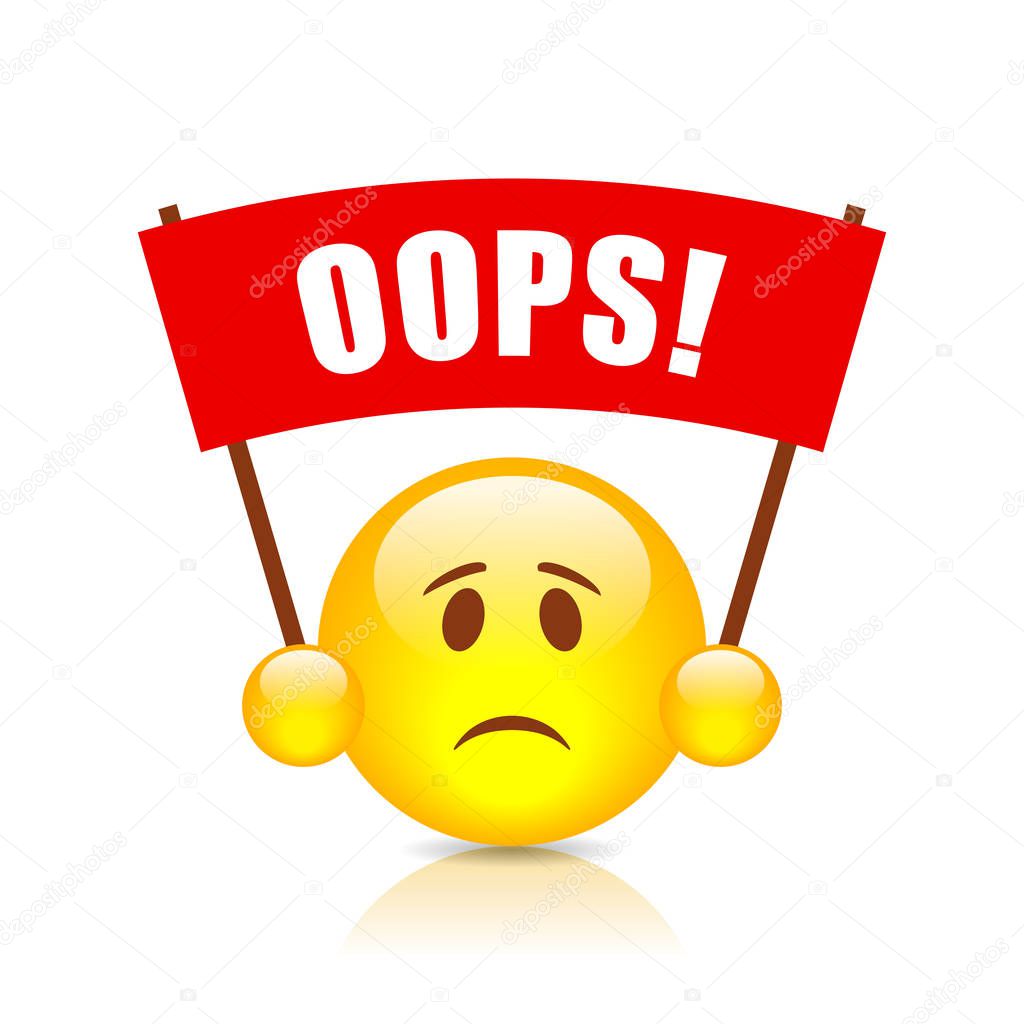 Oops vector web banner illustration isolated on white background