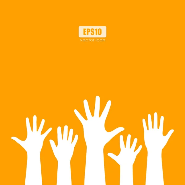 Raised human hands silhouettes vector poster — Stock Vector