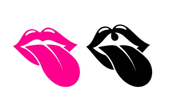 Mänskliga tungan och munnen vektor ikon — Stock vektor
