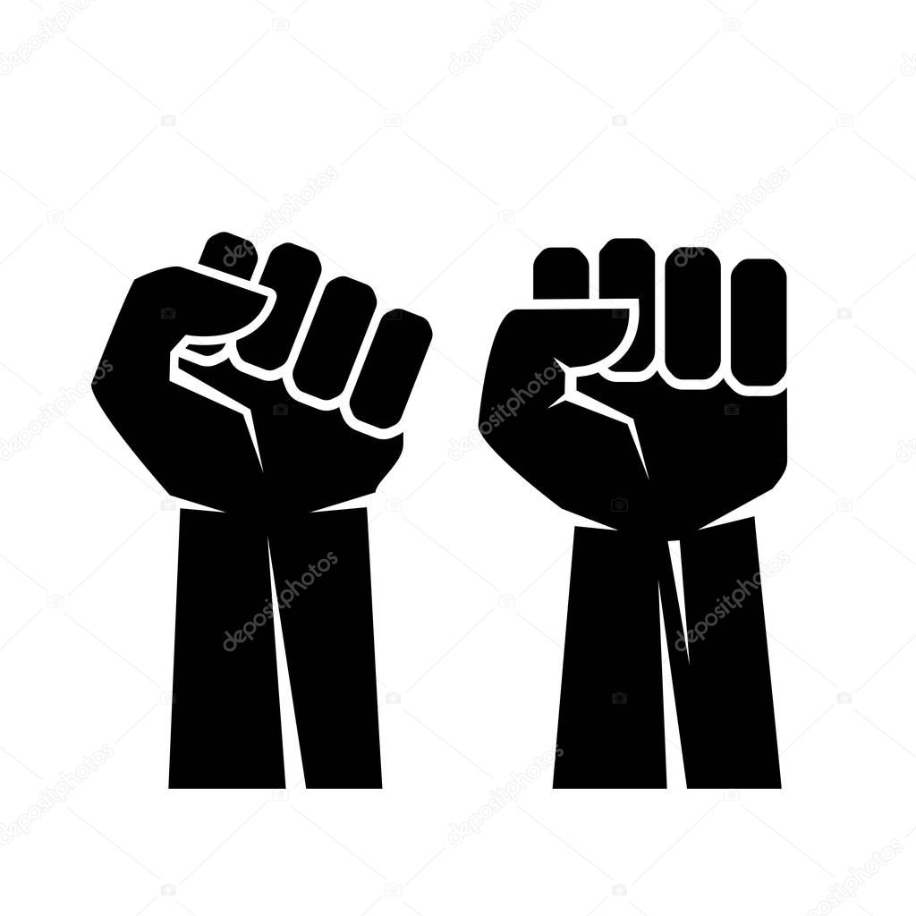 Raised fists hands vector symbols illustration isolated on white background