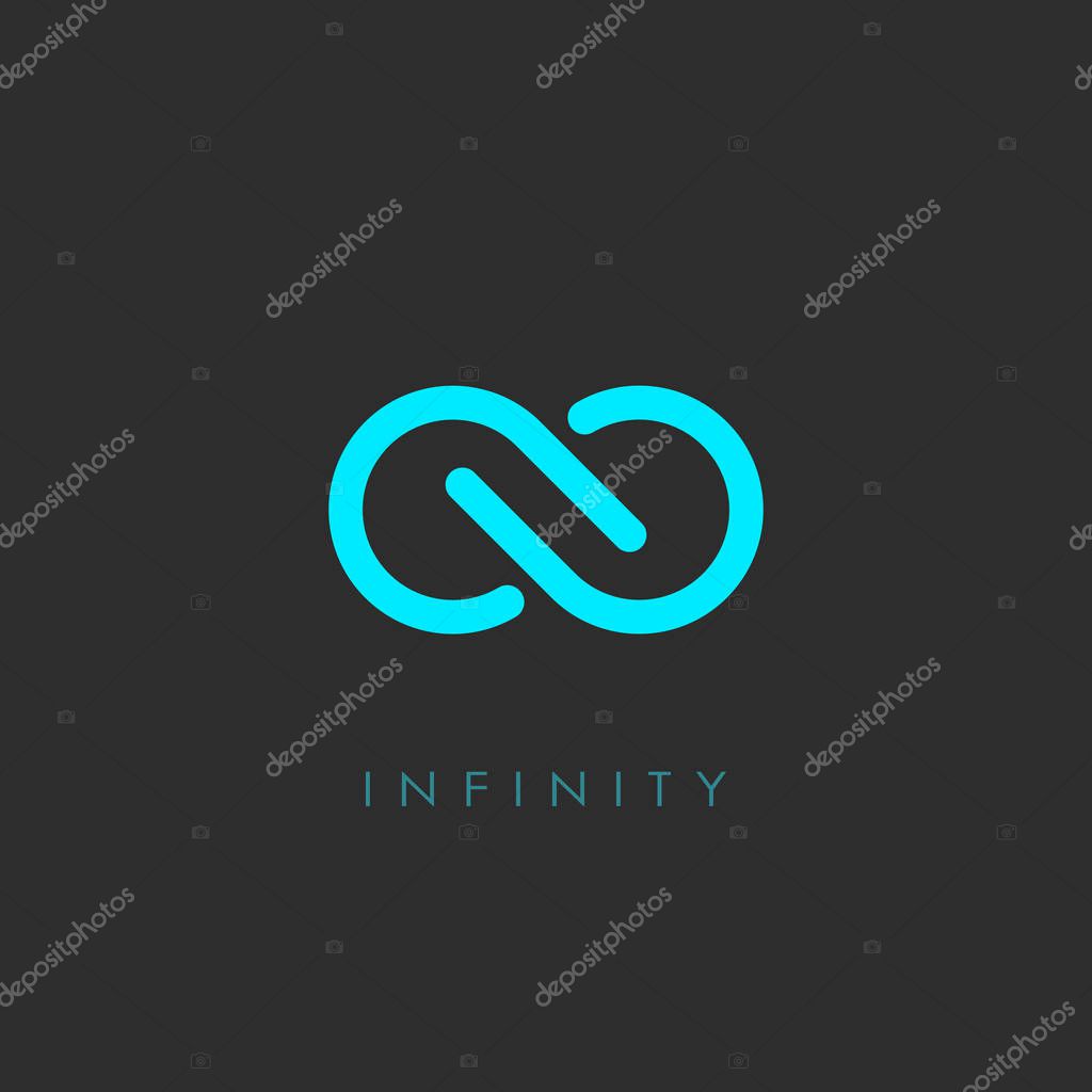 Minimal infinity vector symbol illustration isolated on black background