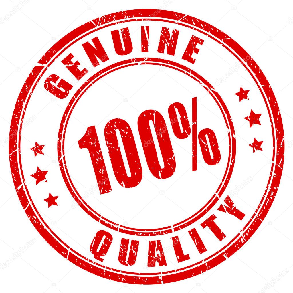 100 genuine quality ink imprint vector illustration isolated on white background