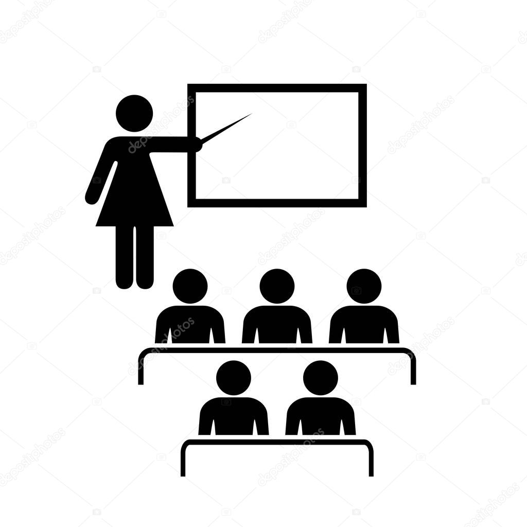 Teacher and audience vector icons illustration isolated on white background