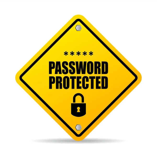 Password protected warning sign — Stock Vector