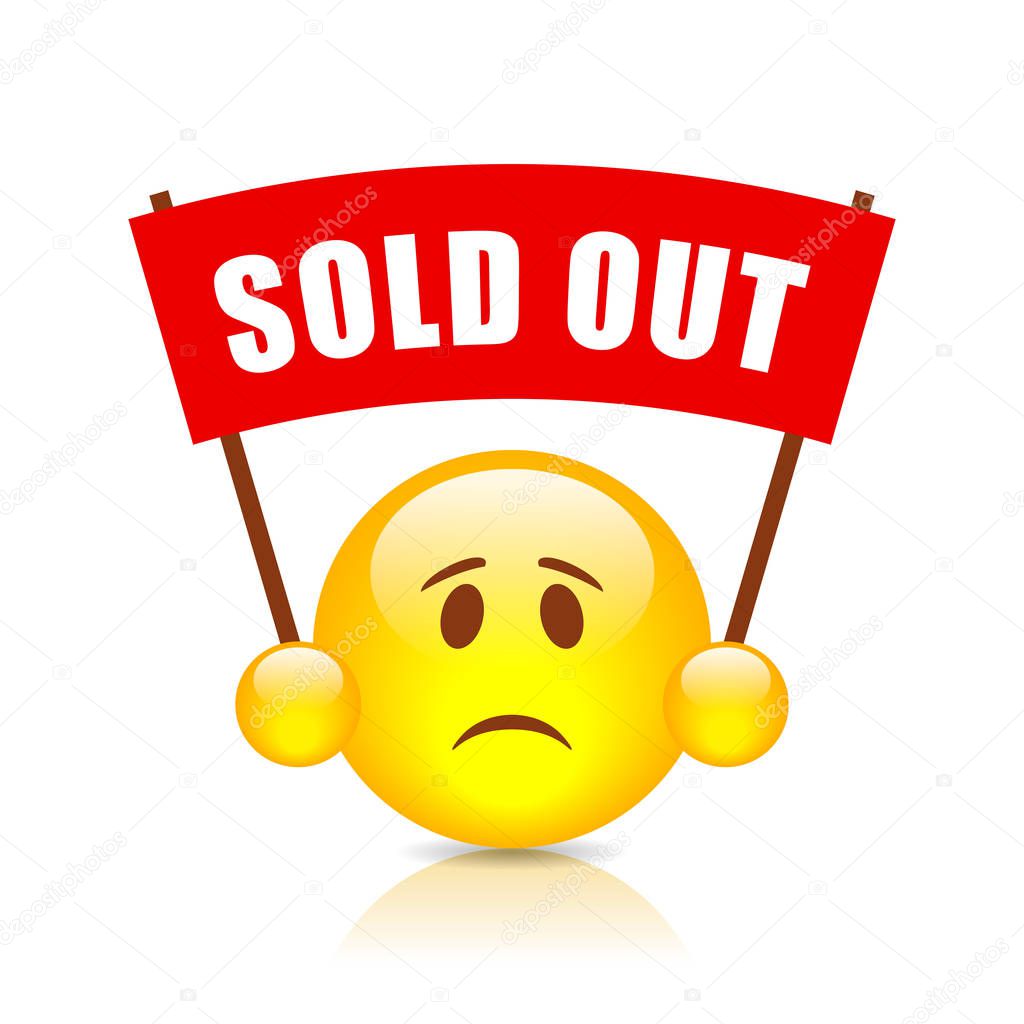 Sold out vector emoji sign illustration isolated on white background
