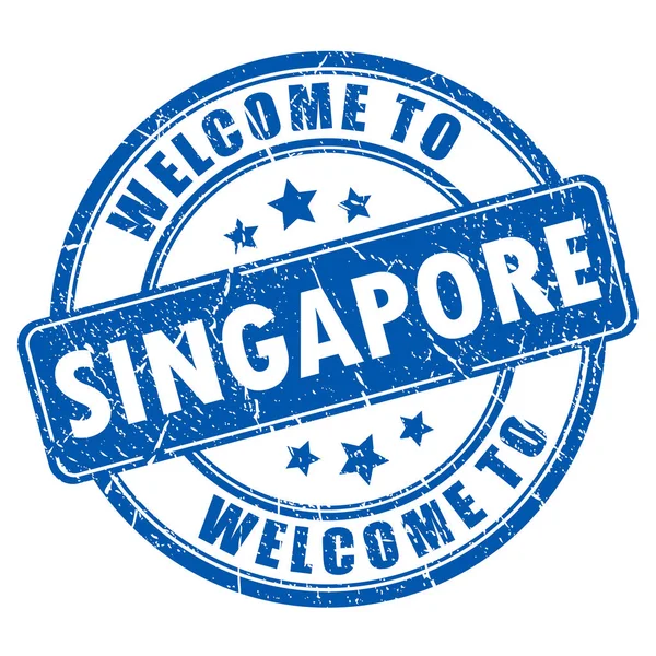 Selamat datang di Singapura stempel karet - Stok Vektor