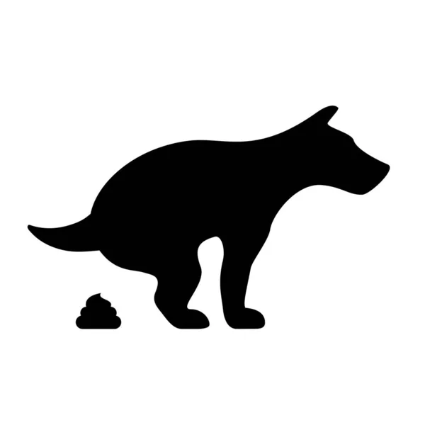 Dog pooping vector silhouette icon — Stock Vector