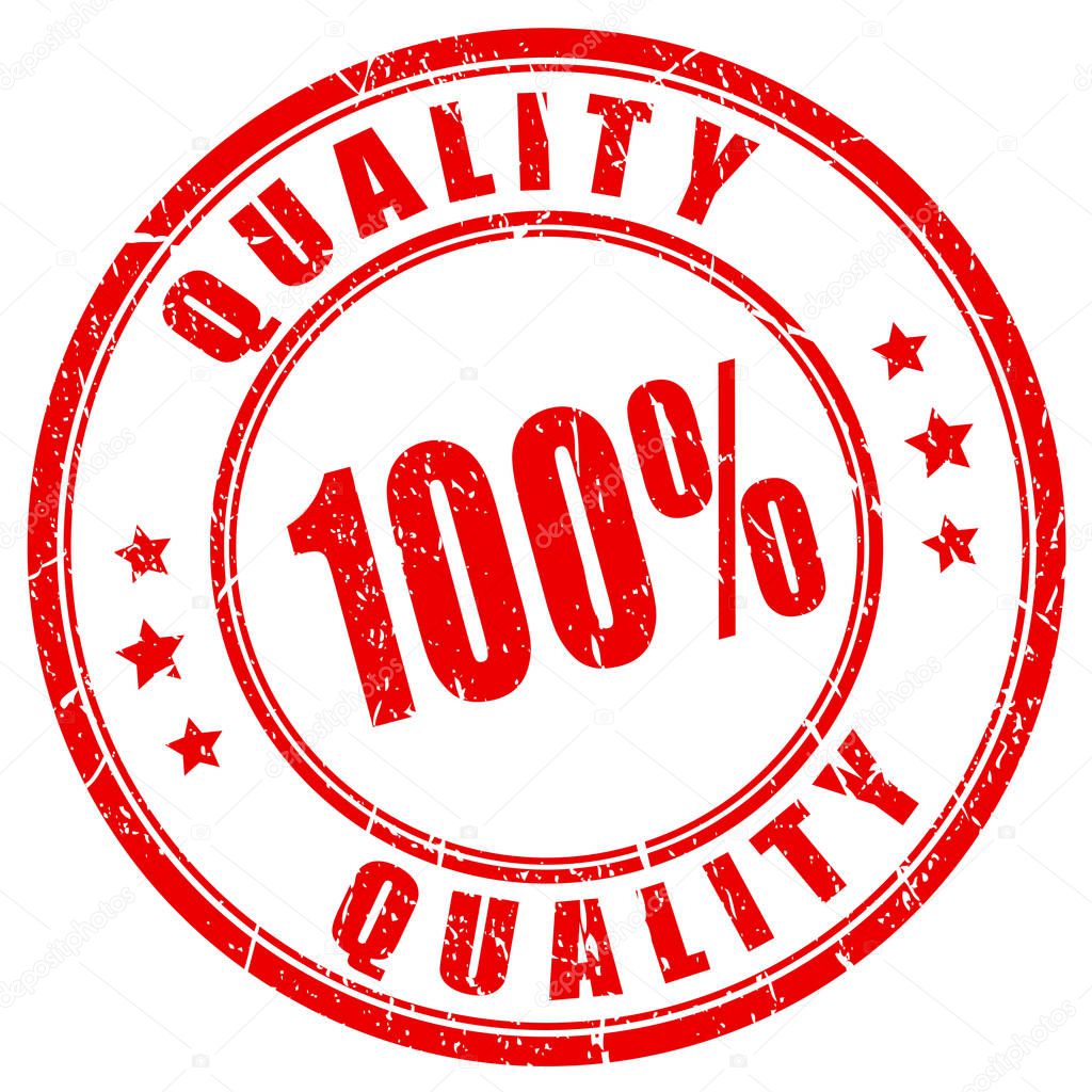 100 quality ink round imprint vector illustration isolated on white background