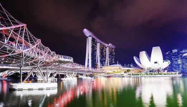 Singapore Stadt Nacht Ansicht — Stockfoto