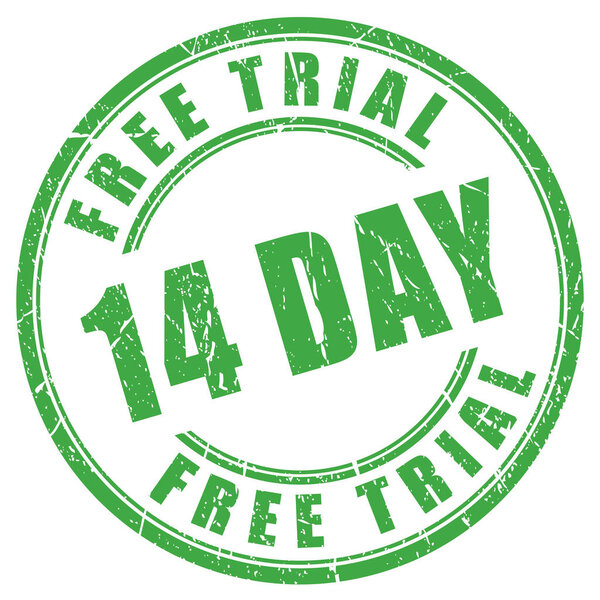 14 days free trial rubber stamp