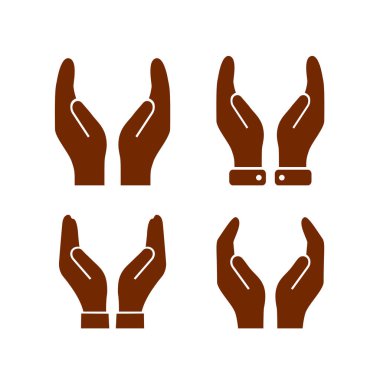 El koruması jest vektör çizimi beyaz arkaplanda izole edildi