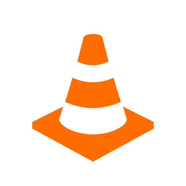 Orange Safety Cone Vector Icon Illustration Isolated White Background — Stock Vector