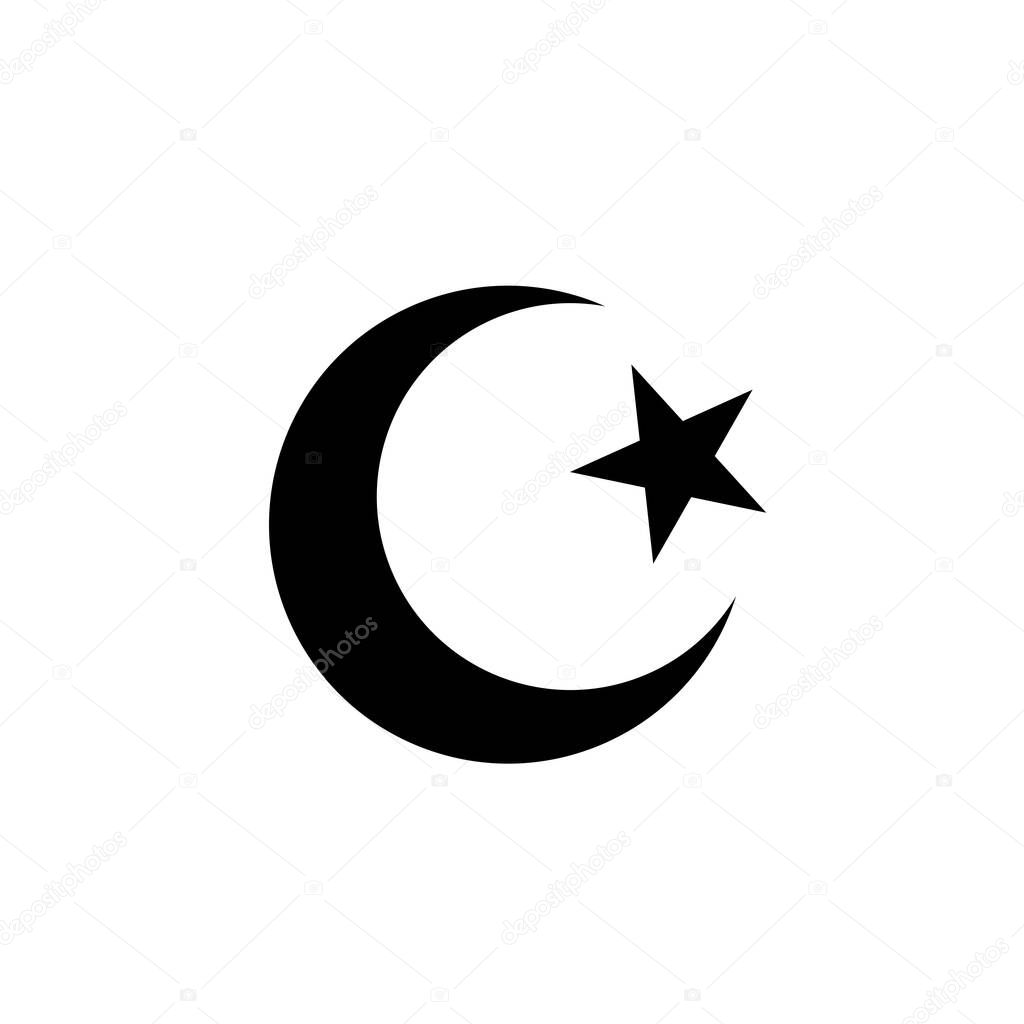 Crescent and star vector symbol illustration isolated on white background