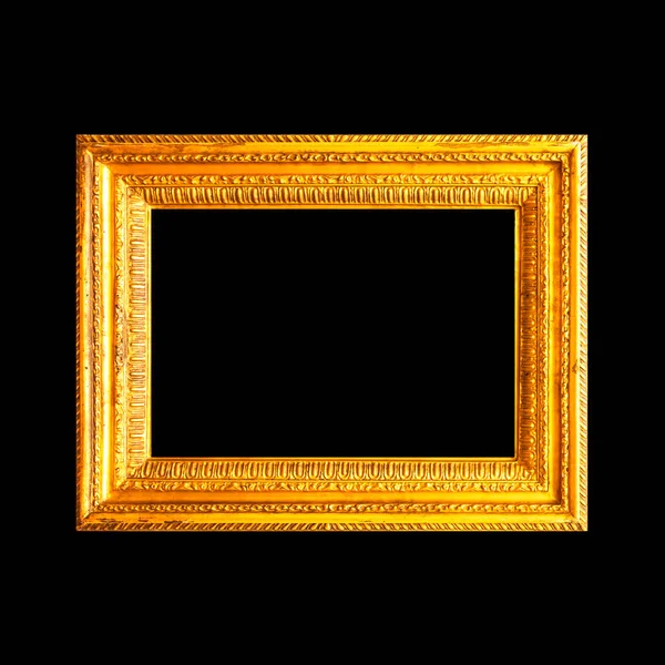 Gold Horizontaler Fotorahmen Aus Holz Isoliert Auf Schwarzem Hintergrund — Stockfoto