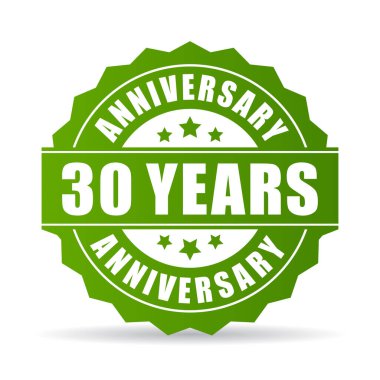 Beyaz arkaplanda izole edilmiş 30 yıllık yıldönümü vektör illüstrasyonu