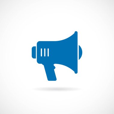 Beyaz arkaplanda izole edilmiş megafon vektör siluet simgesi çizimi