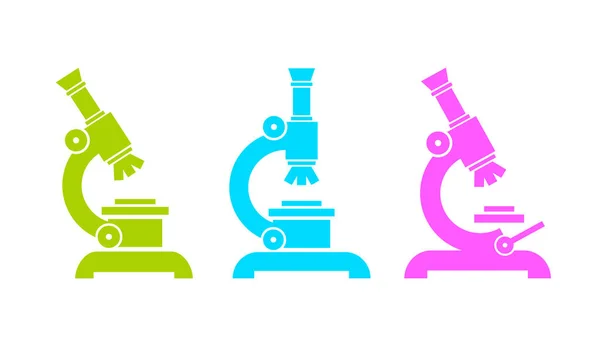 Microscope Vector Pictogram Set Illustration Isolated White Background — Stock Vector