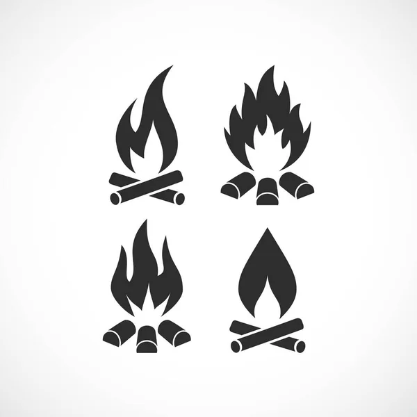 Llamarada Fuego Vector Icono Conjunto Ilustración Aislado Sobre Fondo Blanco — Archivo Imágenes Vectoriales