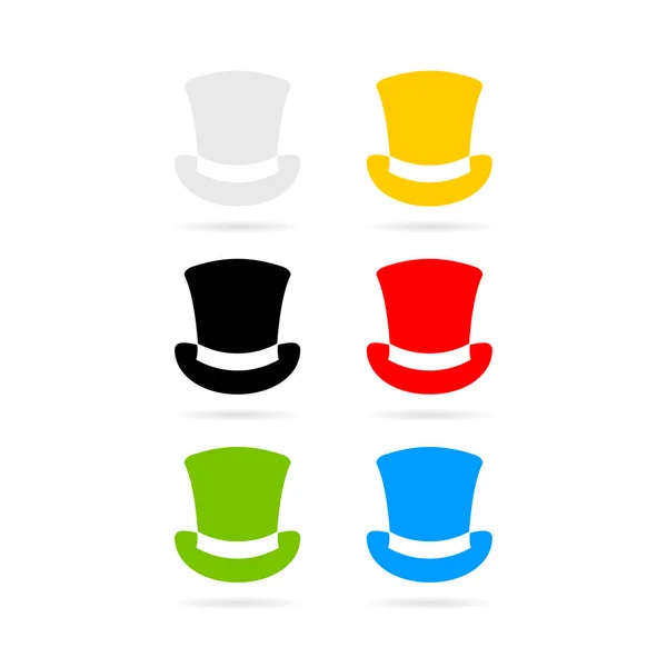 Sechs Farbige Hüte Symbole Vektorillustration Isoliert Auf Weißem Hintergrund — Stockvektor