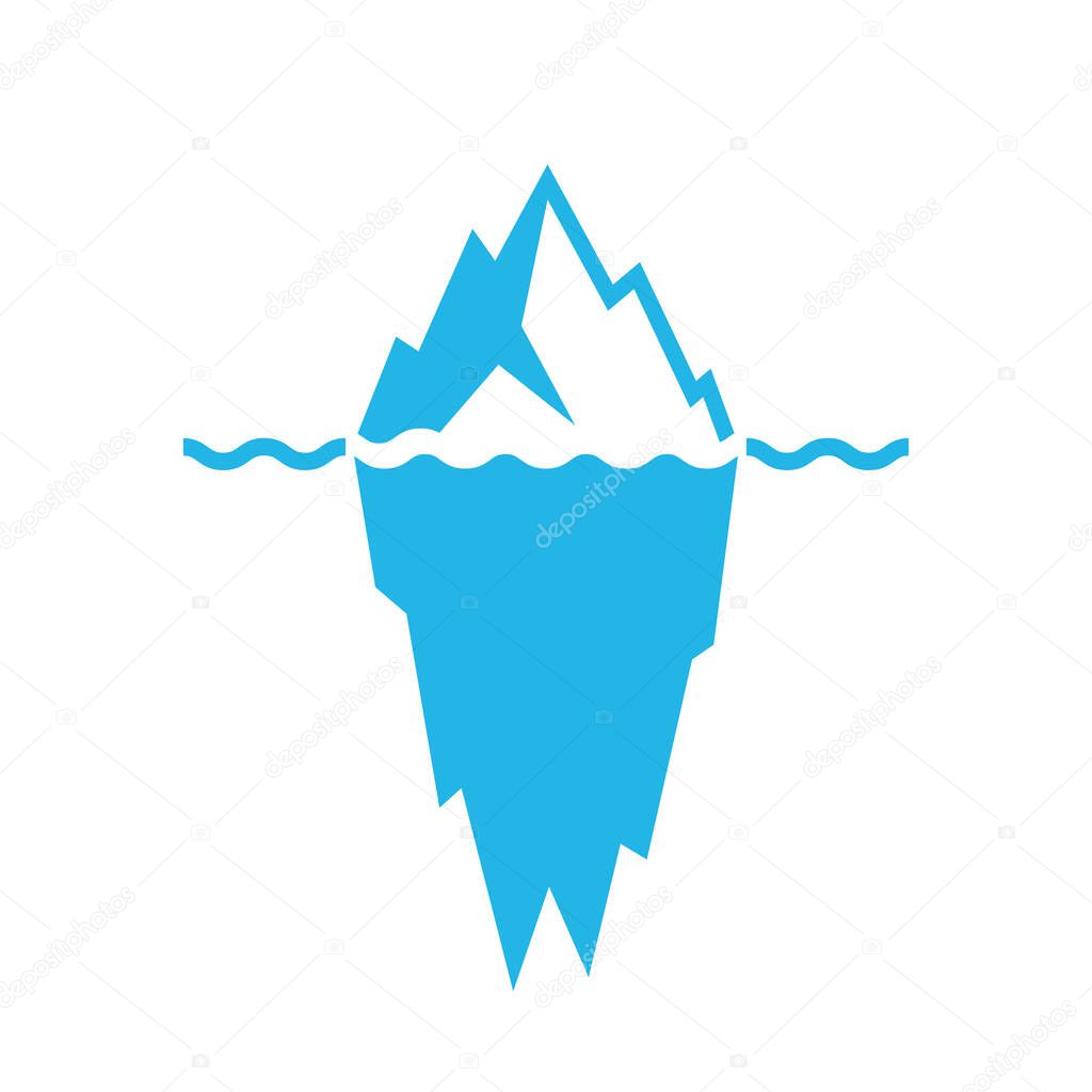 Waves and iceberg abstract vector icon illustration isolated on white background