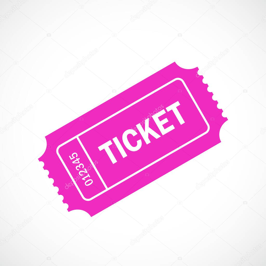 Pink retro ticket vector icon isolated on white background