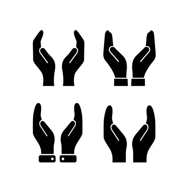 Cupped Schützenden Händen Vektor Symbol Illustration Isoliert Auf Weißem Hintergrund — Stockvektor