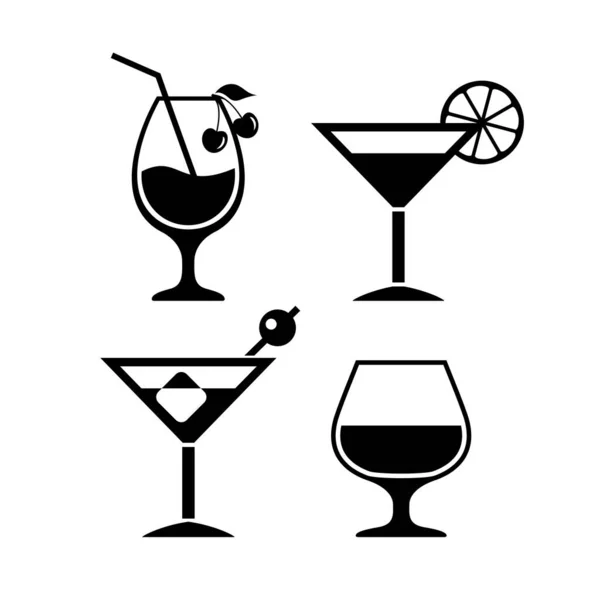 Cocktail Icon Vektor Illustrationen Isoliert Auf Weißem Hintergrund — Stockvektor