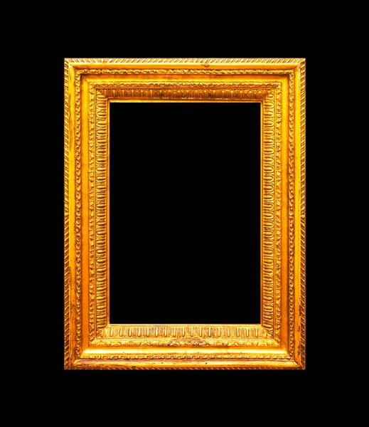 Vertical Portrait Gold Frame Isolated Black Background — Stock Photo, Image