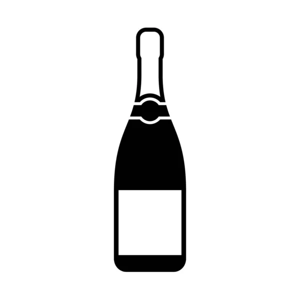 Bouteille Champagne Silhouette Noire Icône — Image vectorielle