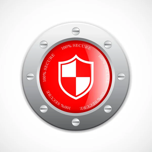 固体金属安全なウェブボタン — ストックベクタ