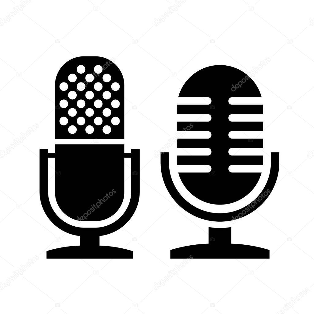 Microphone vector icon set on white background
