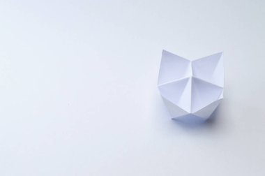 Origami şekil kağıt beyaz arka plan, eğitim projeleri veya yayınlarınızı origami konular için ideal.