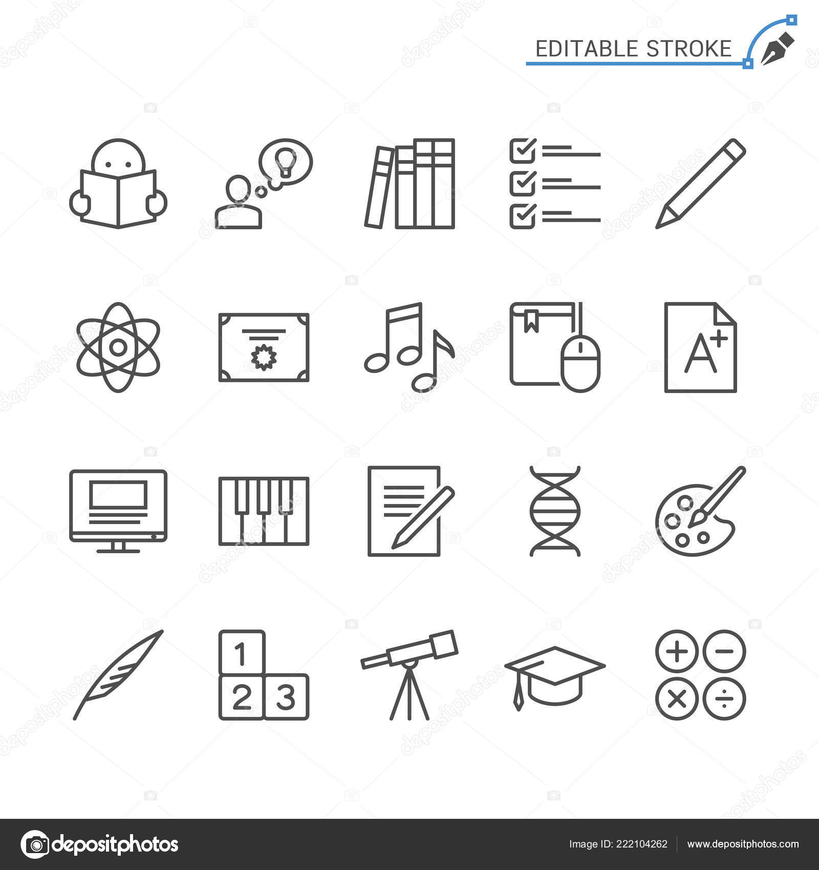 Education Line Icons Editable Stroke Pixel Perfect Stock Vector Image ...