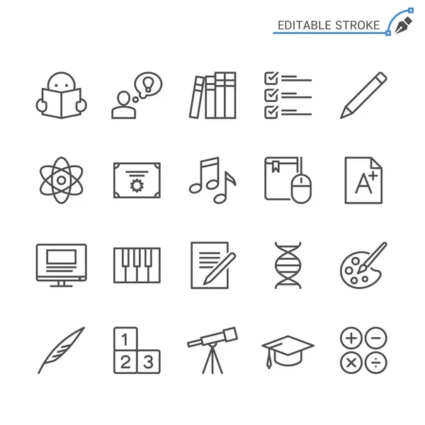 Iconos Línea Educación Derrame Cerebral Pixel Perfecto — Vector de stock