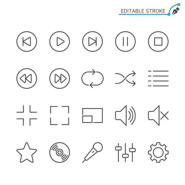 Symbole Für Die Media Player Line Editierbarer Schlaganfall Pixel Perfekt — Stockvektor