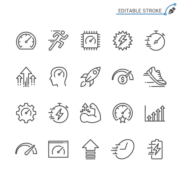 Iconos Línea Rendimiento Derrame Cerebral Pixel Perfecto — Vector de stock