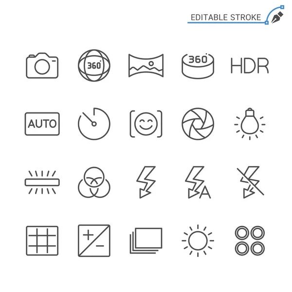 Symbole Der Fotografielinie Editierbarer Schlaganfall Pixel Perfekt — Stockvektor