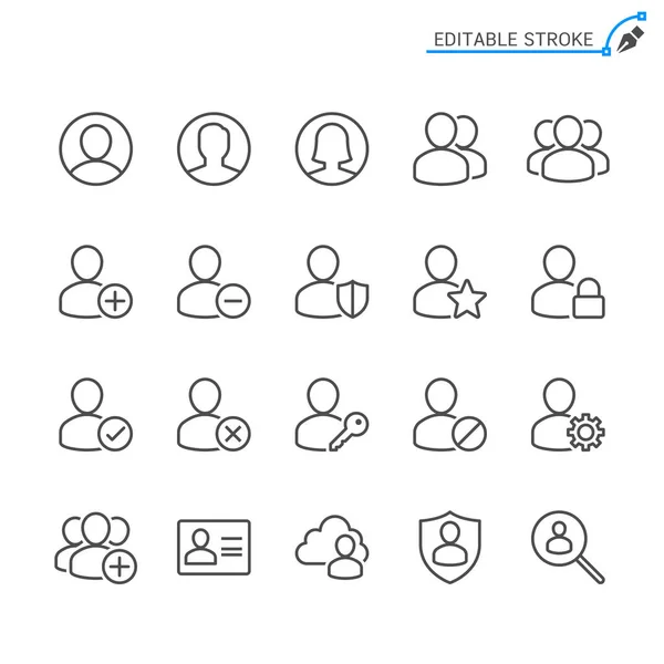 Icônes Ligne Des Utilisateurs Course Modifiable Pixel Parfait — Image vectorielle