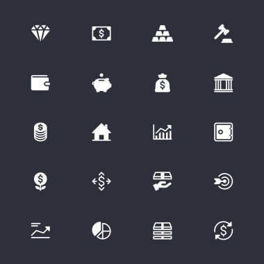 İş ve yatırım basit simgeler. Piksel mükemmel.