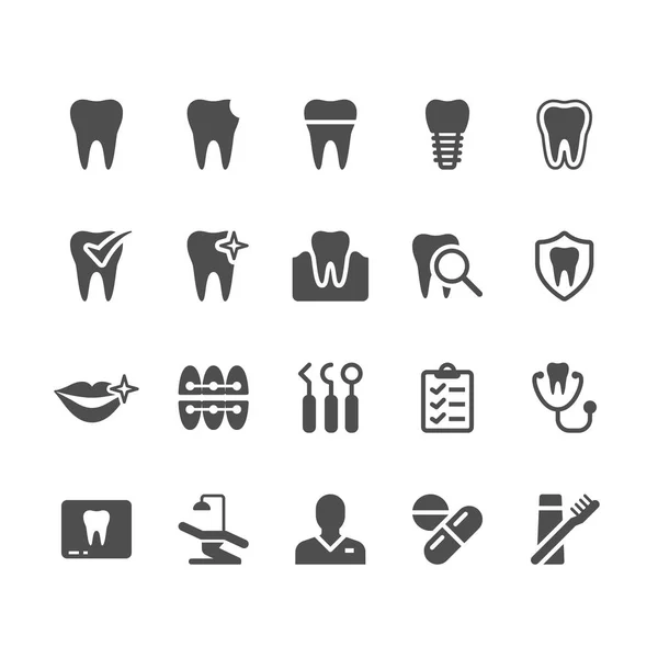 Dental Glyph Icons Pixel Perfect — Stock Vector