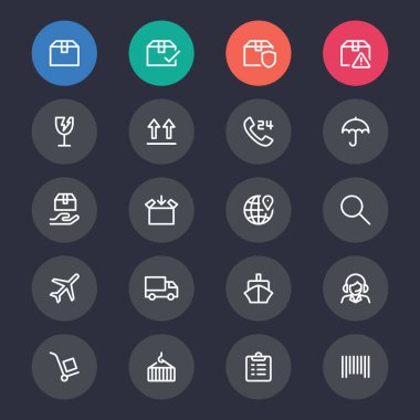 Lojistik ve nakliye satırı simgeler
